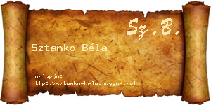 Sztanko Béla névjegykártya